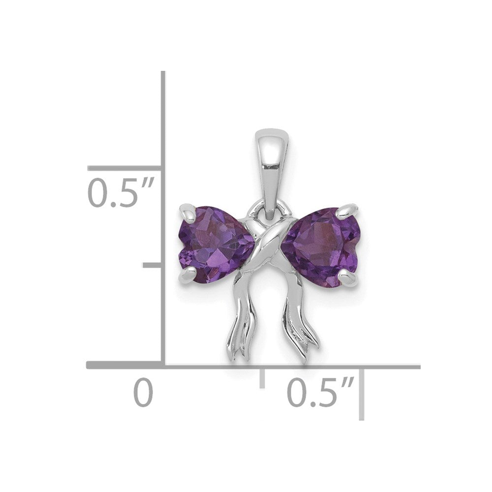 14K Weißgold 14K Weißgold Poliert Amethyst Schleife Anhänger