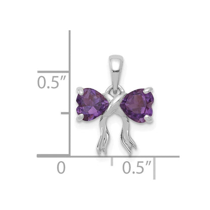 14K Weißgold 14K Weißgold Poliert Amethyst Schleife Anhänger