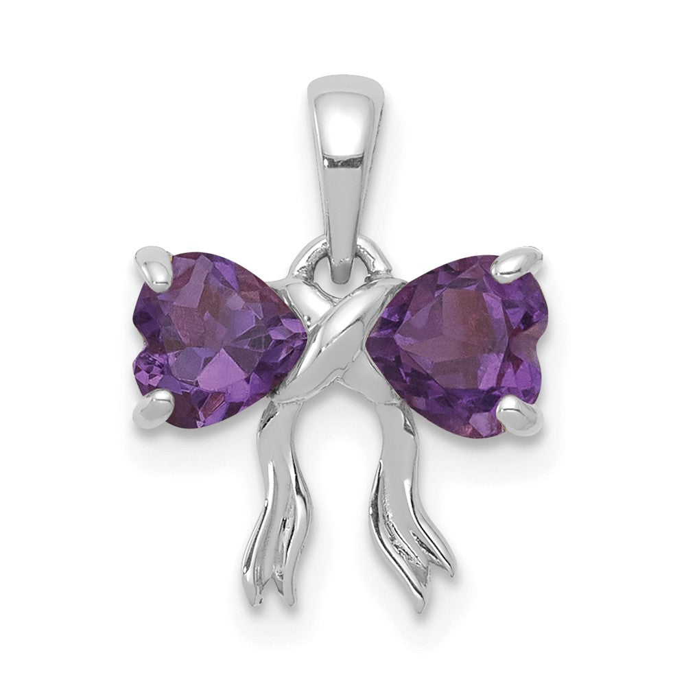 14K Weißgold 14K Weißgold Poliert Amethyst Schleife Anhänger