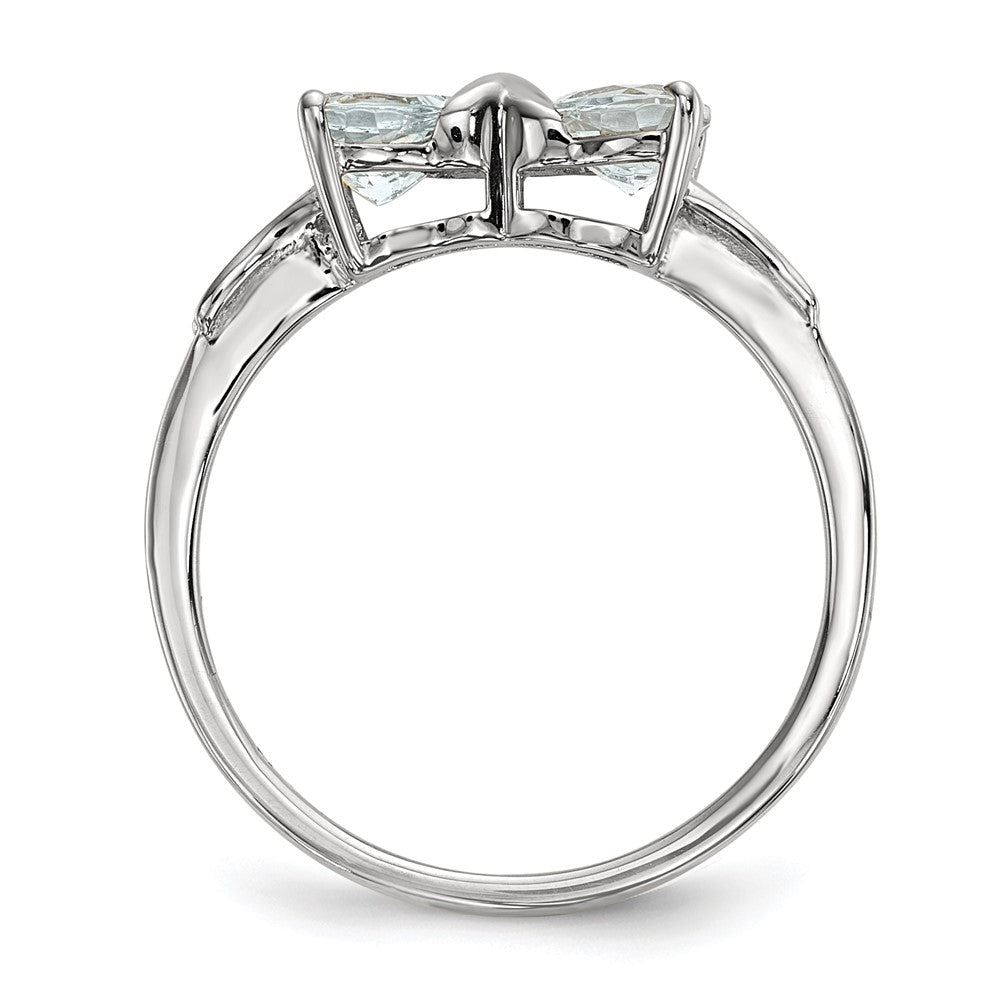 14K Weißgold Ring mit Aquamarin, poliert, Schleifen-Design