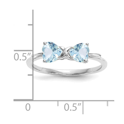 14K Weißgold Ring mit Aquamarin, poliert, Schleifen-Design