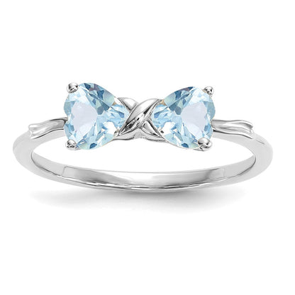 14K Weißgold Ring mit Aquamarin, poliert, Schleifen-Design