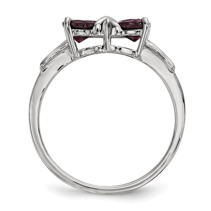 Solide Bogen-Ring aus 14K Weißgold mit Rhodolith, poliert