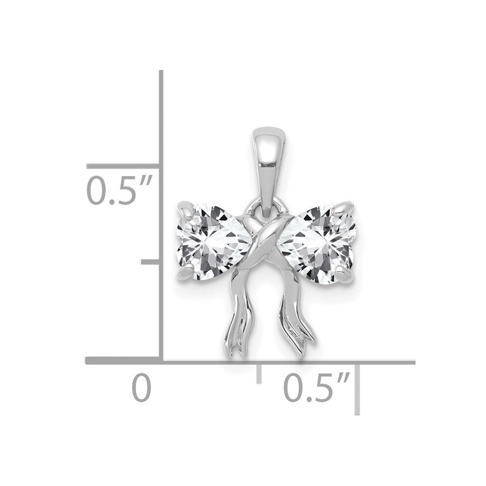 14K Weißgold 14K Weißgold Poliert Weiß Topas Schleife Anhänger