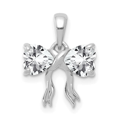 14K Weißgold 14K Weißgold Poliert Weiß Topas Schleife Anhänger