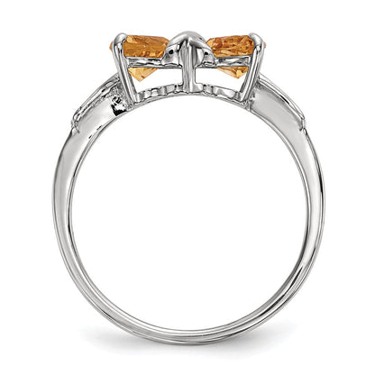 14K Weißgold Ring mit Citrin, poliert, Schleifendesign