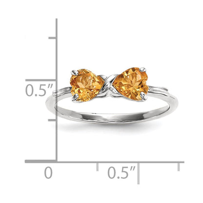 14K Weißgold Ring mit Citrin, poliert, Schleifendesign