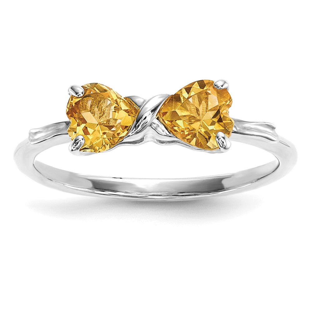 14K Weißgold Ring mit Citrin, poliert, Schleifendesign