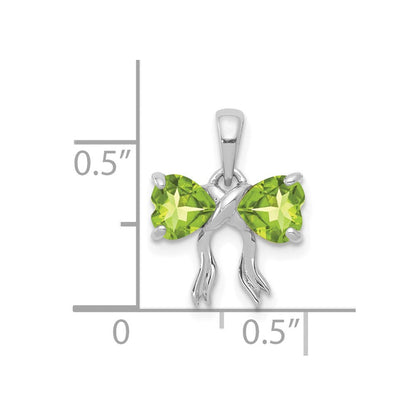 14K Weißgold 14K Weißgold Poliert Peridot Schleife Anhänger