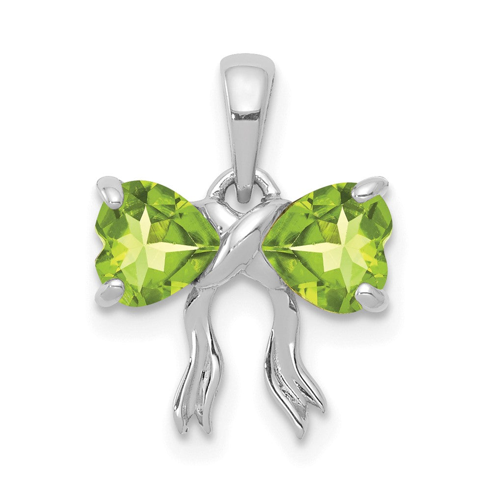 14K Weißgold 14K Weißgold Poliert Peridot Schleife Anhänger