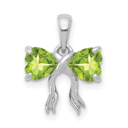 14K Weißgold 14K Weißgold Poliert Peridot Schleife Anhänger