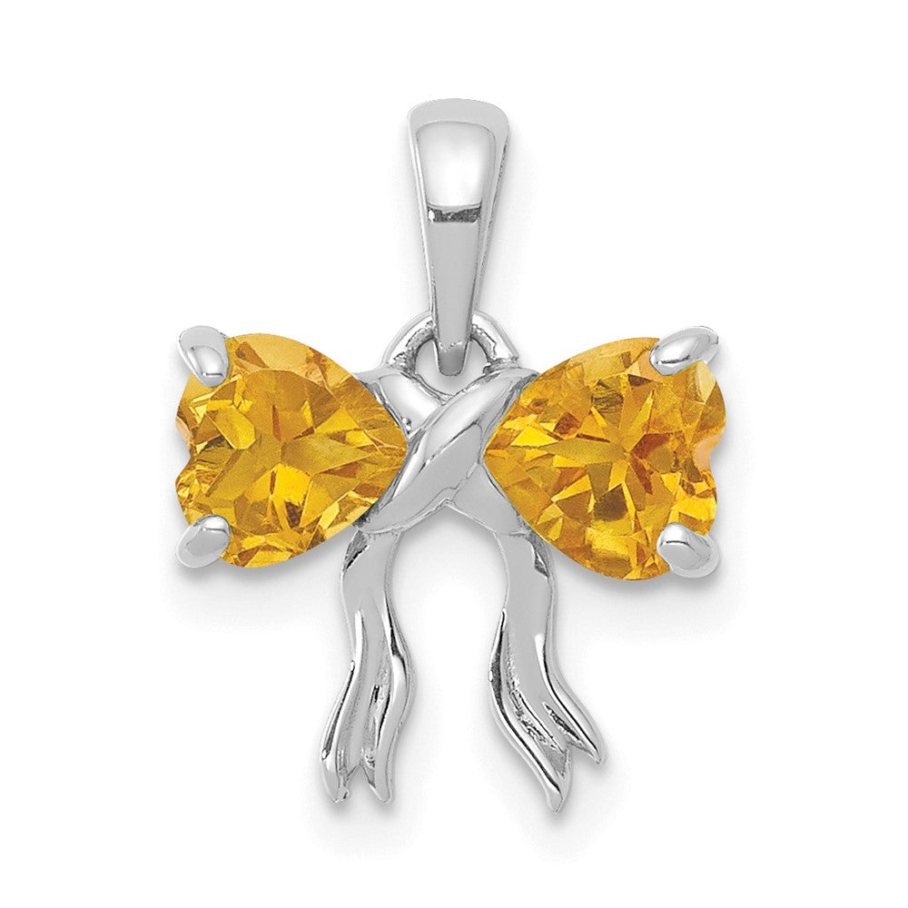 14K Weißgold 14K Weißgold Poliert Citrin Schleife Anhänger