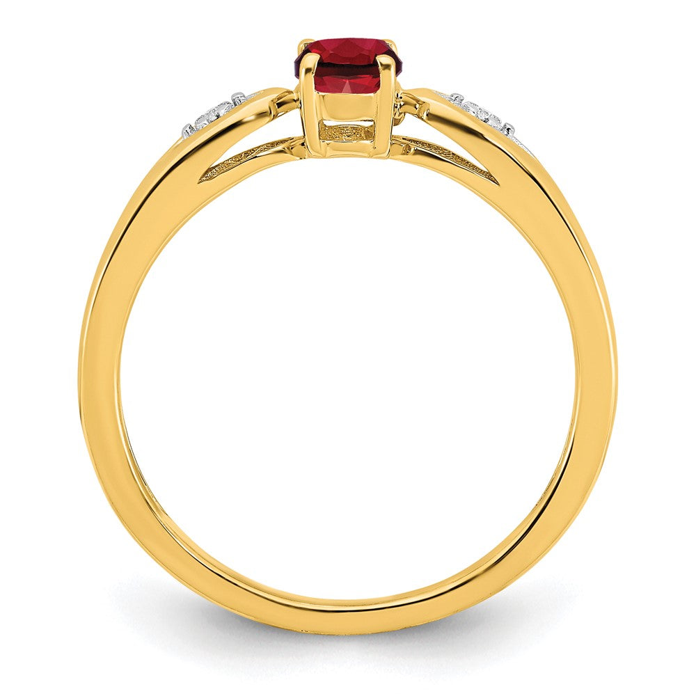 14K Gelbgold Ring mit Granat und echten Diamanten