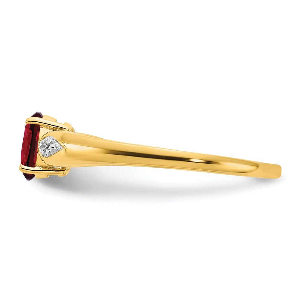 14K Gelbgold Ring mit Granat und echten Diamanten