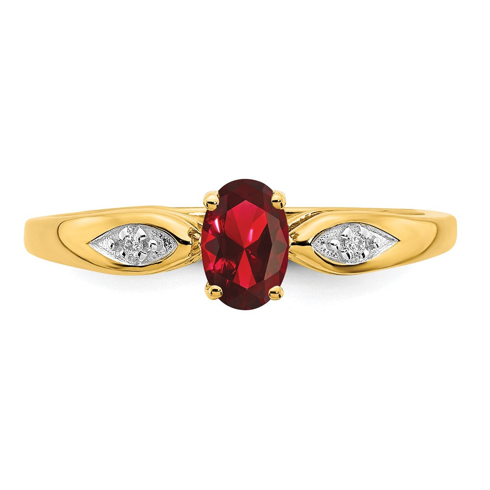 14K Gelbgold Ring mit Granat und echten Diamanten