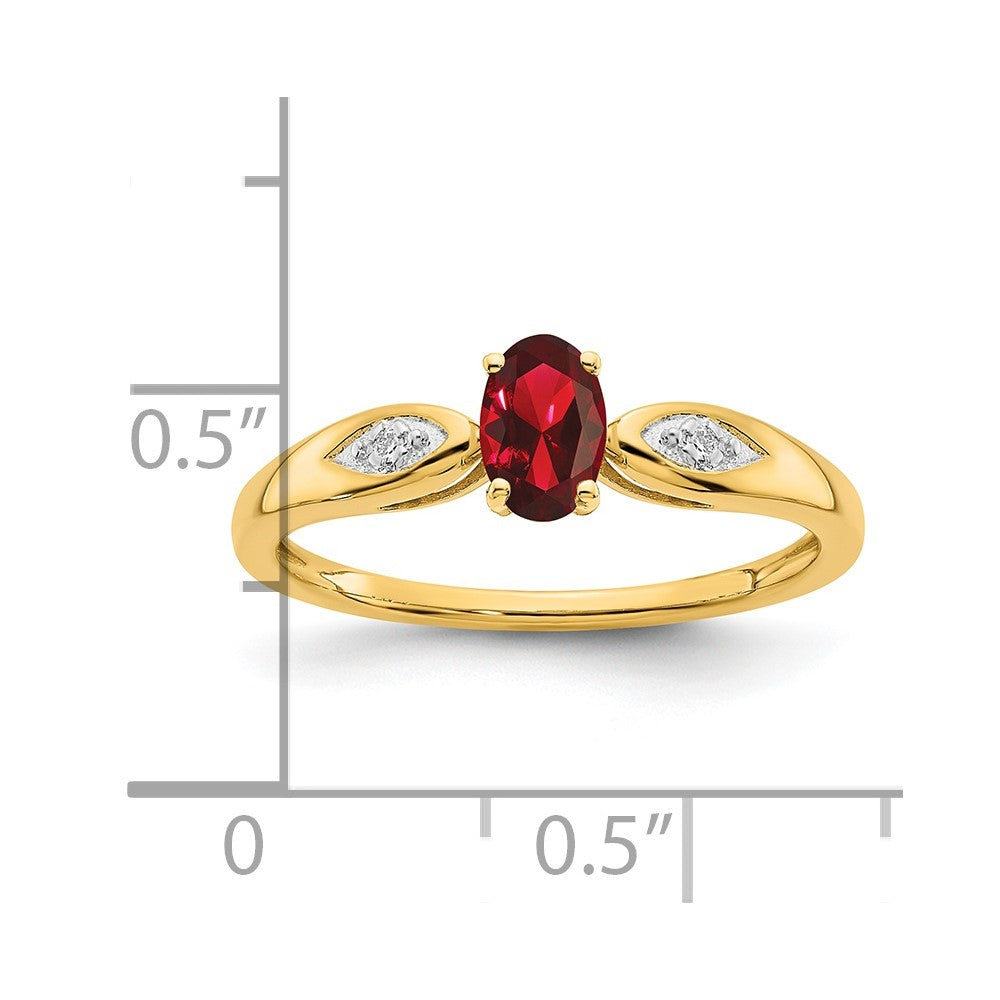 14K Gelbgold Ring mit Granat und echten Diamanten