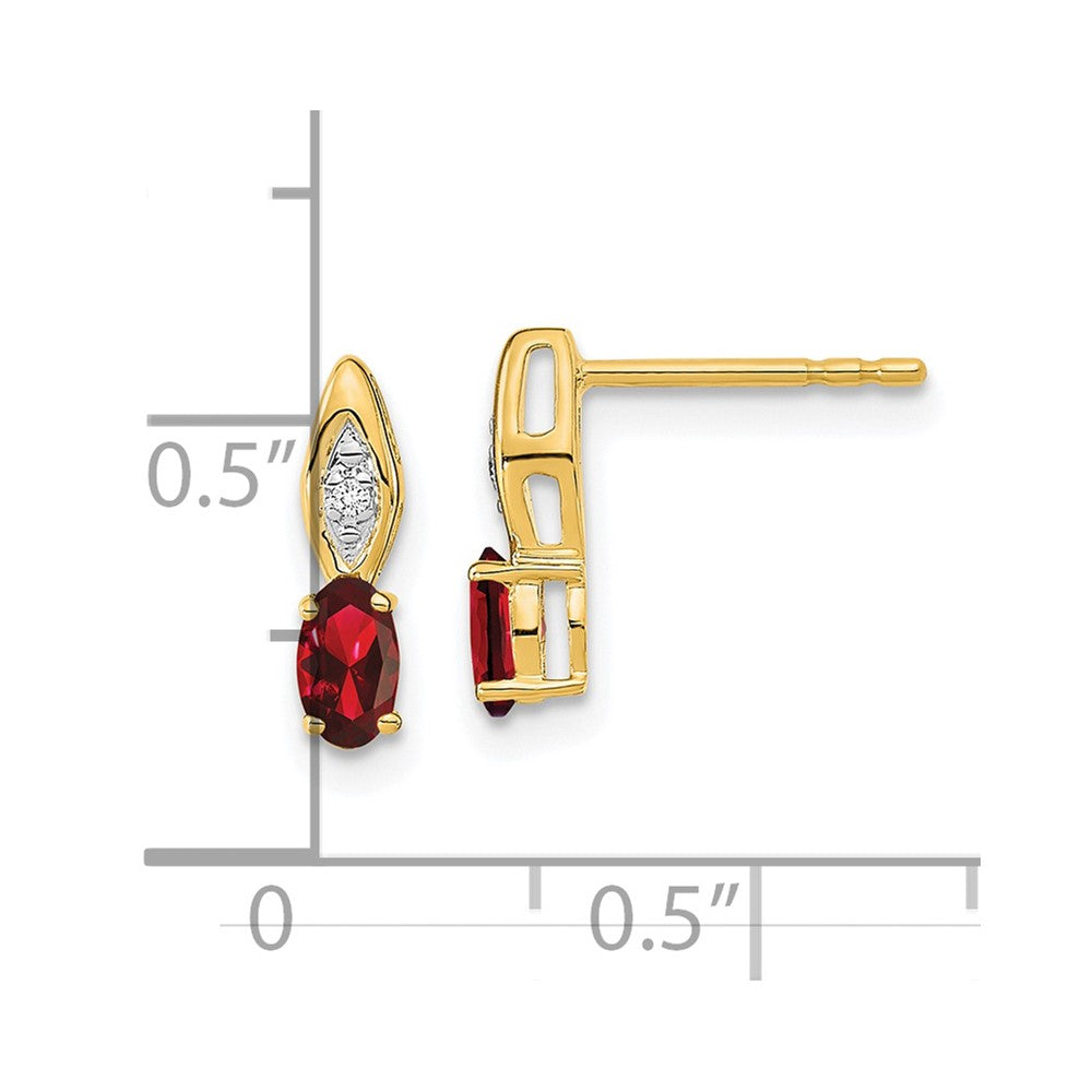 14K Gelbgold Ohrstecker mit Granat und Diamant