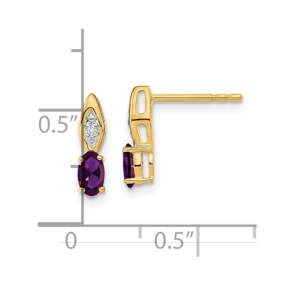 14K Gelbgold Amethyst- und Diamant-Ohrstecker