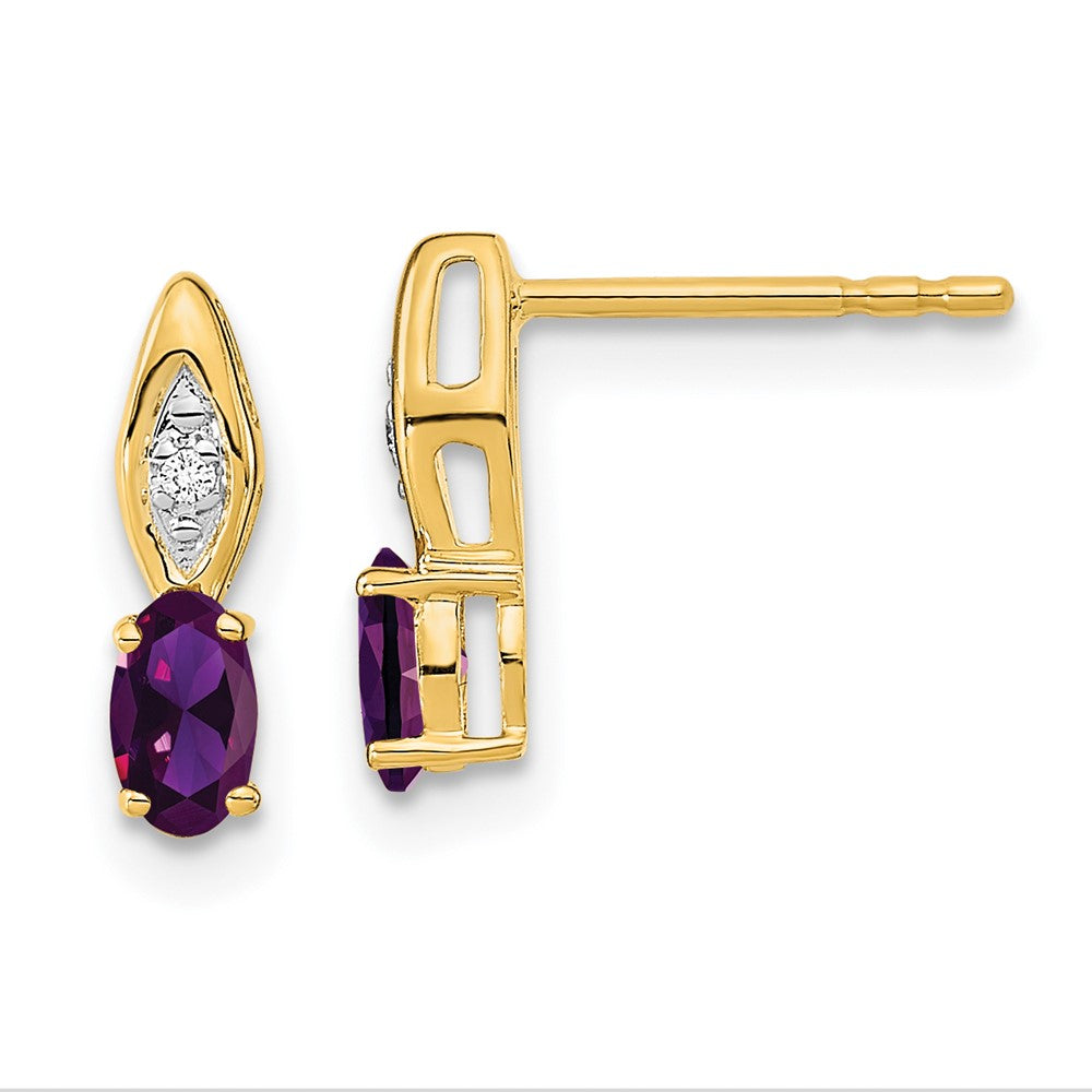 14K Gelbgold Amethyst- und Diamant-Ohrstecker