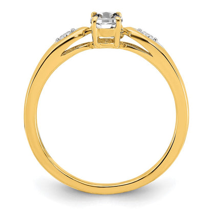 14K Gelbgold Ring mit weißem Topas und echten Diamanten