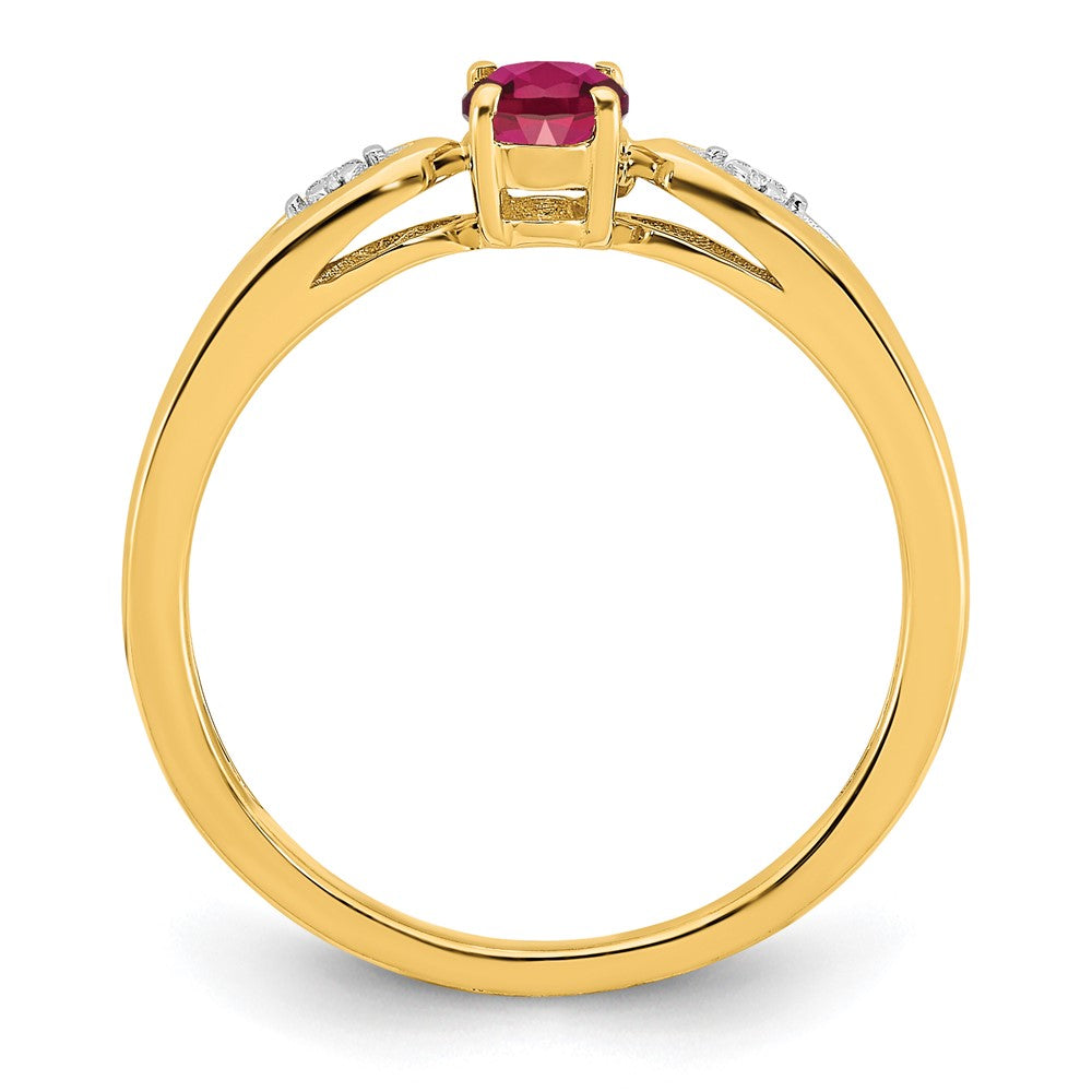 14K Gelbgold Ring mit Rubin und echtem Diamant
