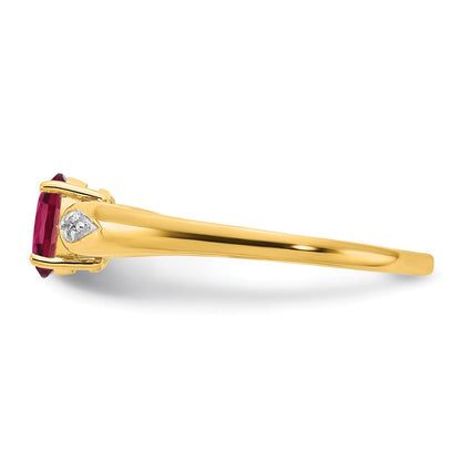 14K Gelbgold Ring mit Rubin und echtem Diamant