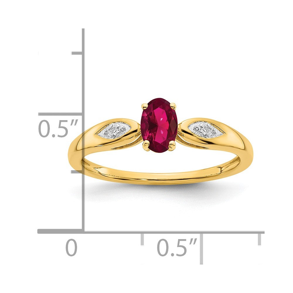 14K Gelbgold Ring mit Rubin und echtem Diamant