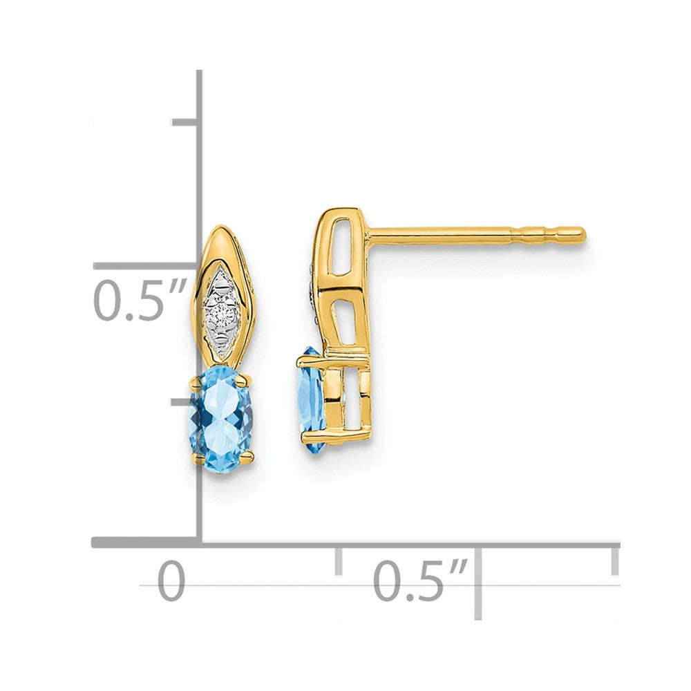 14K Gelbgold Ohrstecker mit Aquamarin und Diamant