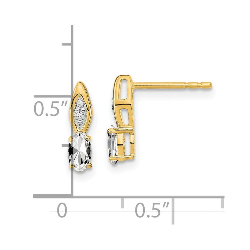 14K Gelbgold Weißtopas und Diamant-Ohrstecker