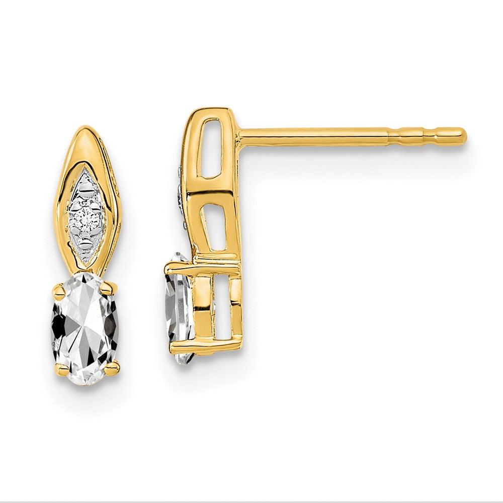 14K Gelbgold Weißtopas und Diamant-Ohrstecker