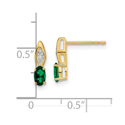 14K Gelbgold Ohrstecker mit Smaragd und Diamant