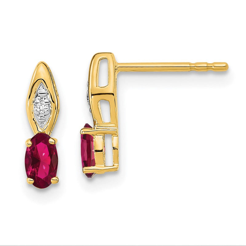 14K Gelbgold Ohrstecker mit Rubin und Diamant