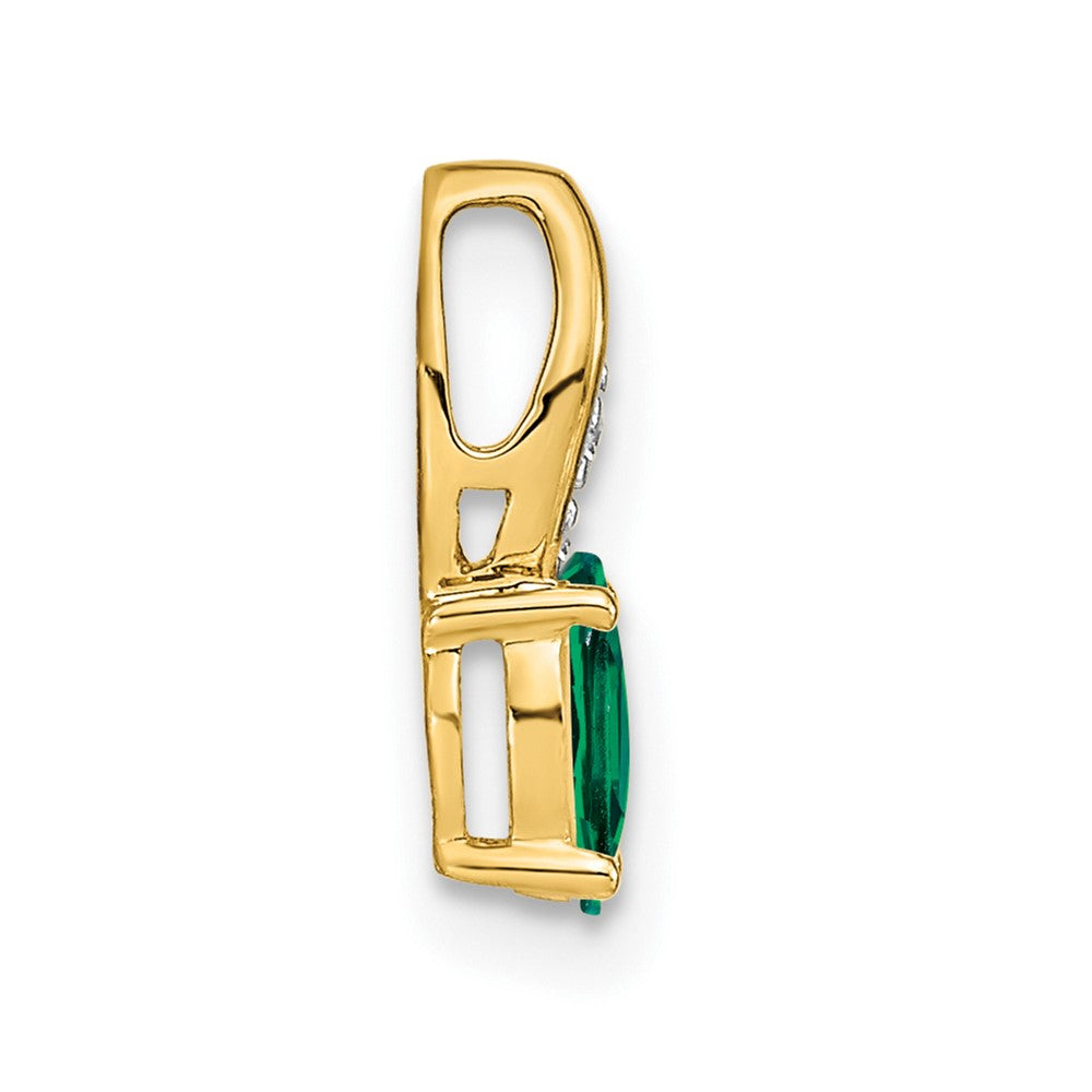 14K Gelbgold Anhänger mit Smaragd und Diamant
