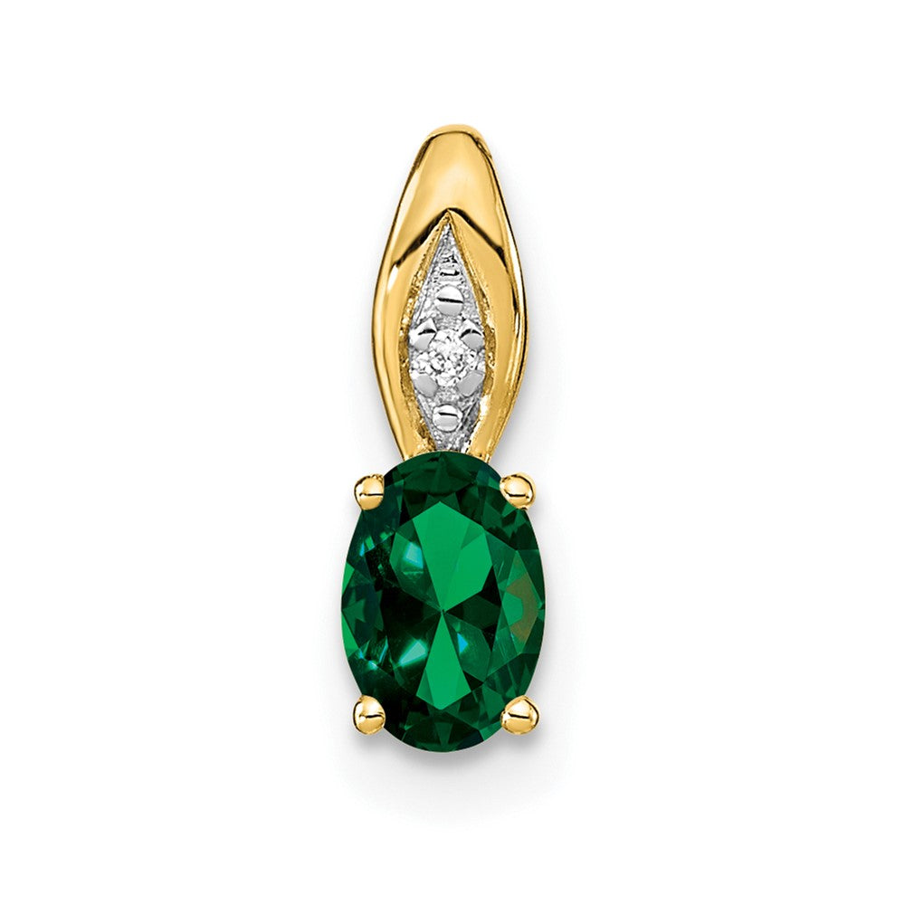 14K Gelbgold Anhänger mit Smaragd und Diamant