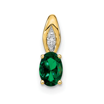 14K Gelbgold Anhänger mit Smaragd und Diamant