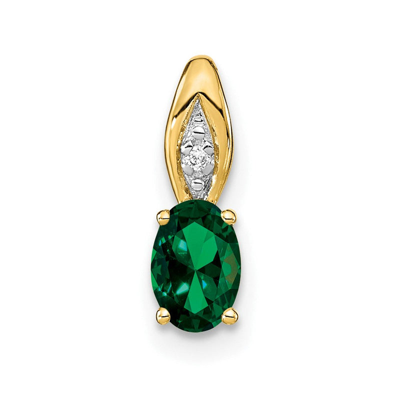 14K Gelbgold Anhänger mit Smaragd und Diamant