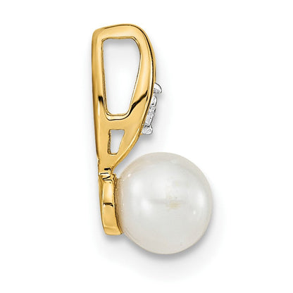 14K Gelbgold 14K Fw Zuchtperle und Diamant Anhänger
