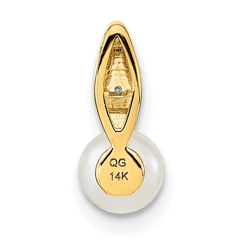 14K Gelbgold 14K Fw Zuchtperle und Diamant Anhänger