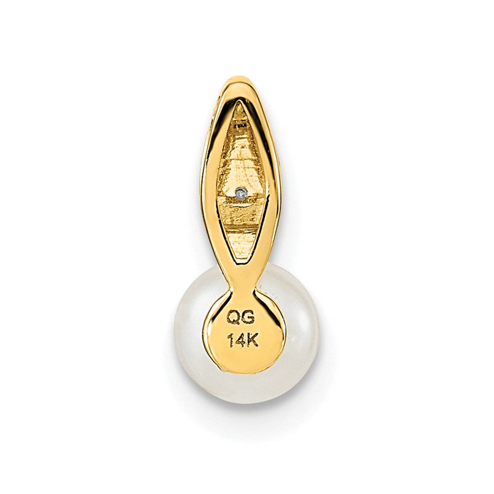 14K Gelbgold 14K Fw Zuchtperle und Diamant Anhänger