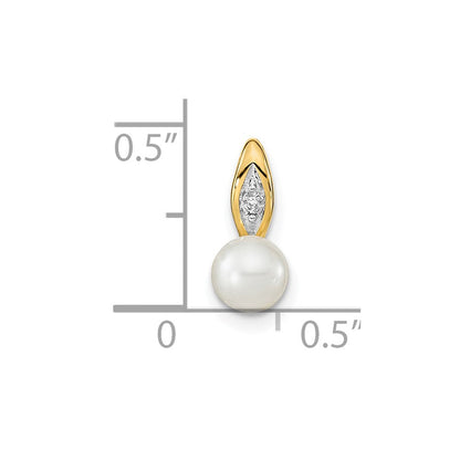 14K Gelbgold 14K Fw Zuchtperle und Diamant Anhänger