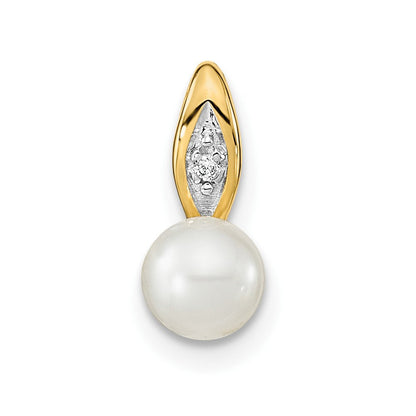 14K Gelbgold 14K Fw Zuchtperle und Diamant Anhänger