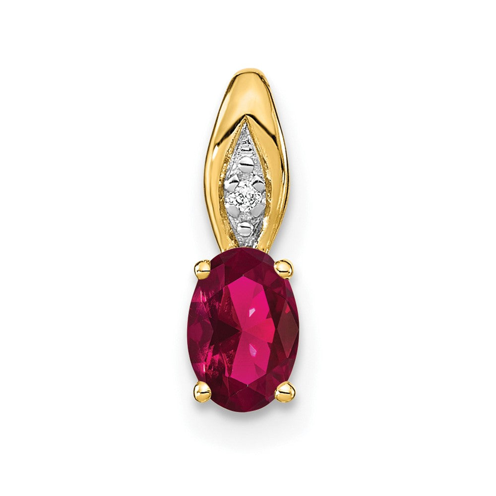14K Gelbgold Rubin- und Diamant-Anhänger