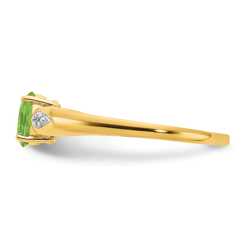 14K Gelbgold Ring mit Peridot und echten Diamanten