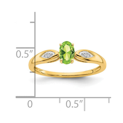 14K Gelbgold Ring mit Peridot und echten Diamanten