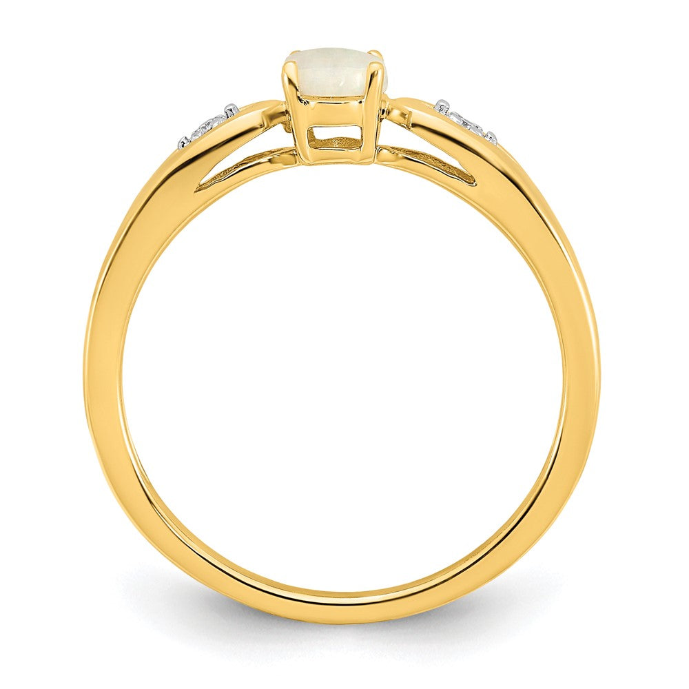 14K Gelbgold Ring mit Opal und echten Diamanten