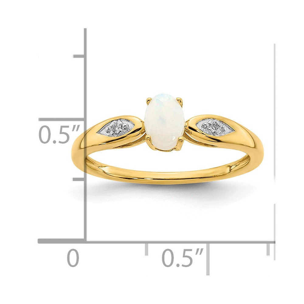 14K Gelbgold Ring mit Opal und echten Diamanten