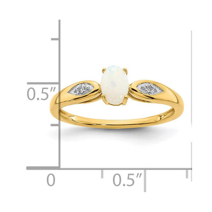 14K Gelbgold Ring mit Opal und echten Diamanten