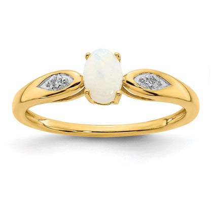 14K Gelbgold Ring mit Opal und echten Diamanten