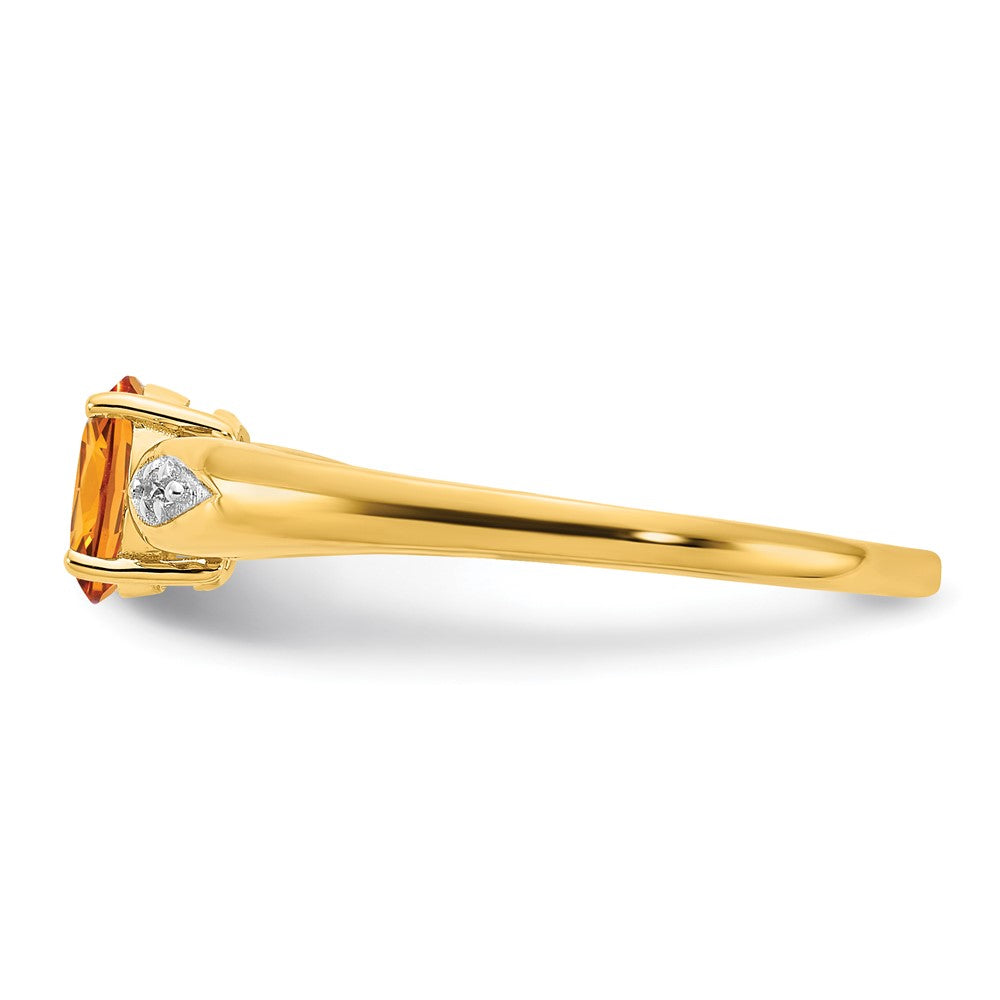 14K Gelbgold Ring mit Citrin und echten Diamanten