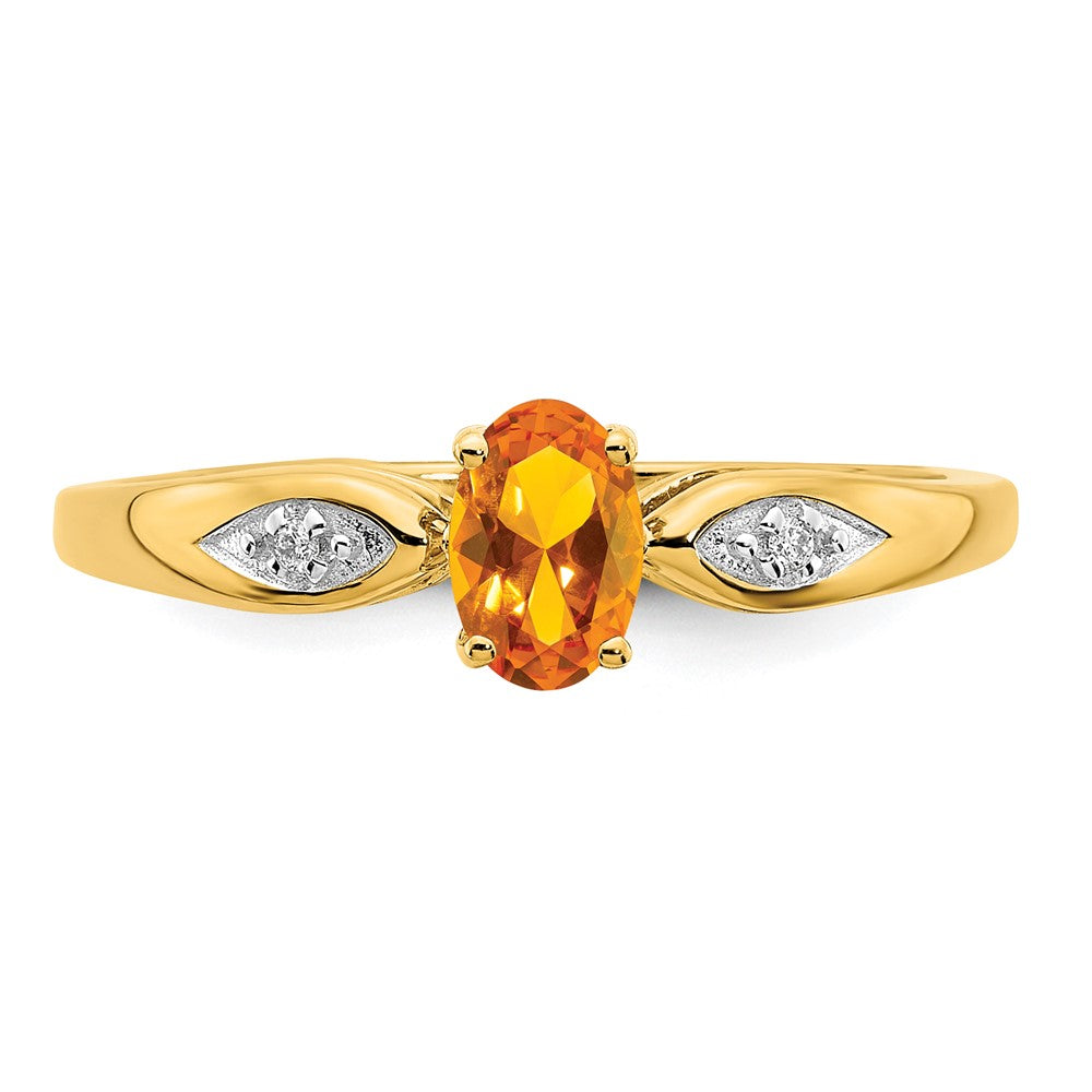 14K Gelbgold Ring mit Citrin und echten Diamanten